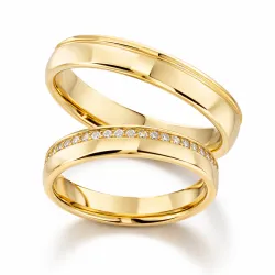 Alliance Soie en Or Jaune 18K et Diamants Naturels 4 mm