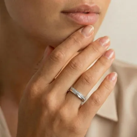 Alianza Plénitude Diamantes Naturales Oro Blanco 18K
