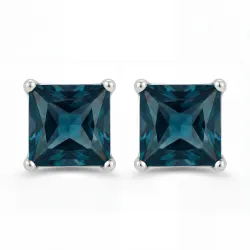 Vierkante teal saffier oorbellen in 18K goud of platina