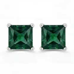 Pendientes de zafiro verde cuadrado en oro 18K o platino