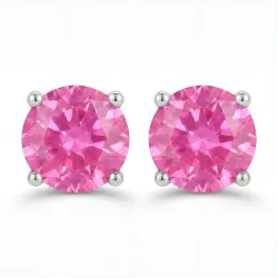 Runde Rosa Saphir-Ohrringe aus 18K Gold oder Platin
