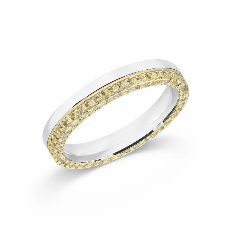 Futura Trouwring Wit- & Geelgoud 18K met Natuurlijke Diamanten