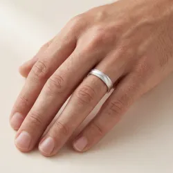 Sola 18K White Gold Wedding Band – Satin Wave Design | Celinni