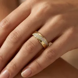 Alianza Vera Oro Amarillo 18K y Diamantes Naturales Celinni