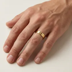 Luminae Trouwring 18K Geelgoud – Gestreepte Afwerking