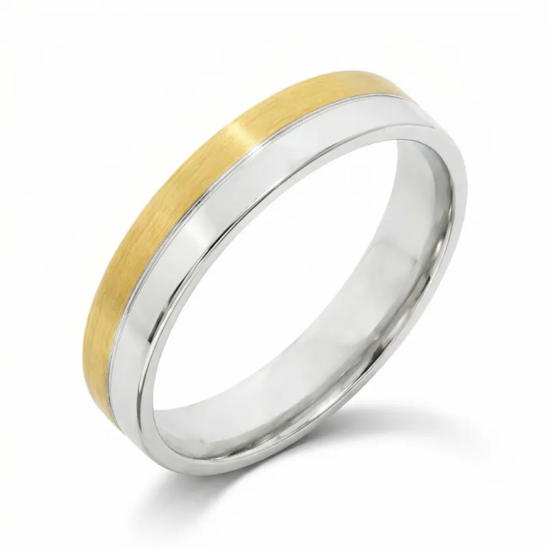 Sereno Trouwring Wit- & Geelgoud 18K – Tweekleurig | Celinni