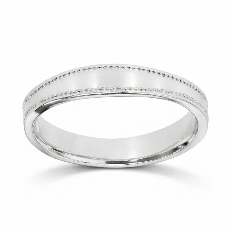 Noema Trouwring 18K Witgoud – Getextureerd Design 5 mm