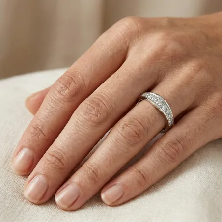 Kael Natural Diamond Wedding Band in 18K White Gold