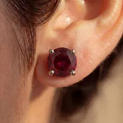 Round Ruby Earrings in 18K Gold or Platinum | Celinni