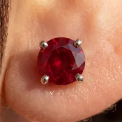 Runde Rubin-Ohrringe aus 18K Gold oder Platin | Celinni