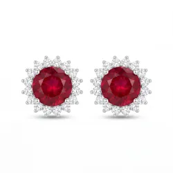 Pendientes Marguerite© de granate en oro 18K y diamantes