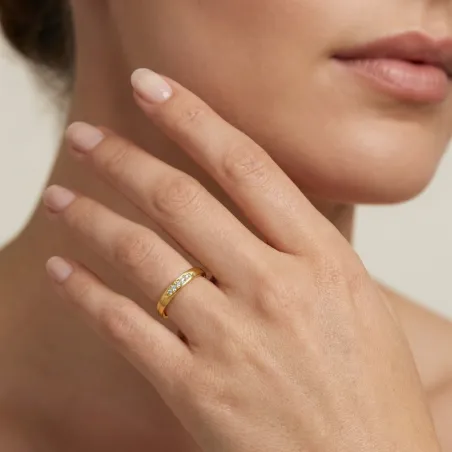 Helios Trouwring met Natuurlijke Diamanten in 18K Goud