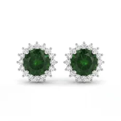 Pendientes Marguerite© de cuarzo verde en oro blanco 18K