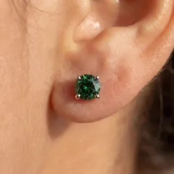 أقراط ياقوت أخضر دائرية من الذهب عيار 18 قيراط أو البلاتين