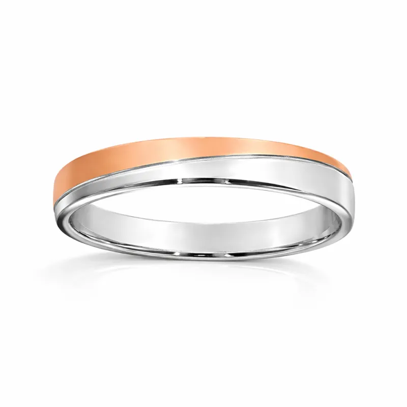 Thalès 18K White & Rose Gold Wedding Band – Modern Two-Tone