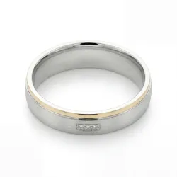 Atlas Trouwring Wit- & Geelgoud 18K met Natuurlijke Diamanten