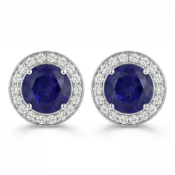 Blaue Saphir-Ohrringe aus 18K Gold mit natürlichen Diamanten