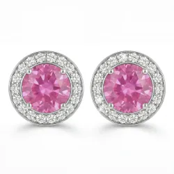 Roze saffier oorbellen met diamanten in 18K goud of platina