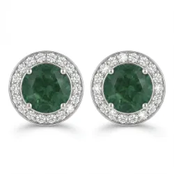 Pendientes de esmeralda con halo de diamantes en oro 18K
