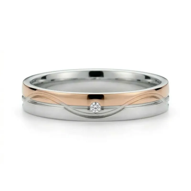 Nivra Ehering Weiß- & Roségold 18K mit Naturdiamant | Celinni