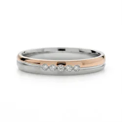 Thera Trouwring Wit & Roségoud 18K met Natuurlijke Diamanten