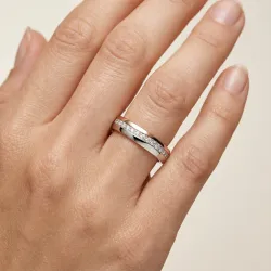 Luneo Ehering Weiß- & Roségold 18K mit Naturdiamanten