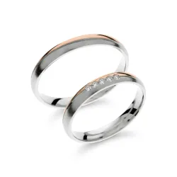 Thera Trouwring Wit & Roségoud 18K met Natuurlijke Diamanten