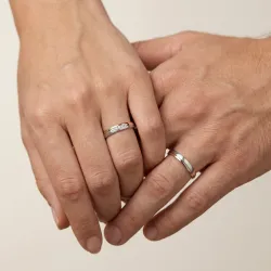 Thera Trouwring Wit & Roségoud 18K met Natuurlijke Diamanten