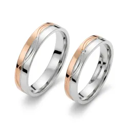 Nivra Ehering Weiß- & Roségold 18K mit Naturdiamant | Celinni