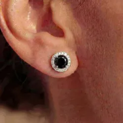Ohrringe mit schwarzen Diamanten und Halo aus 18K Gold