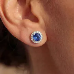 Pendientes de zafiro azul en oro 18K y diamantes naturales