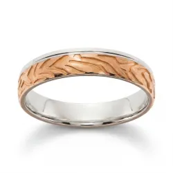 Cael Ehering Weiß- & Roségold 18K – Graviertes Wellenmuster