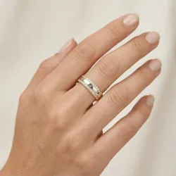 Conexa Ehering Weiß- & Gelbgold 18K mit Naturdiamanten