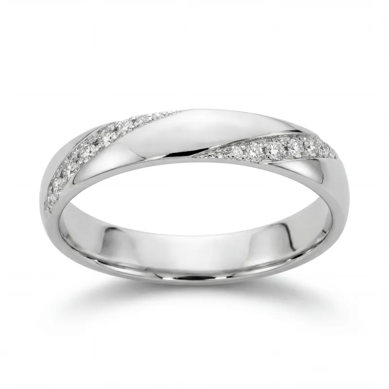 Ondine Trouwring 18K Witgoud & Natuurlijke Diamanten 0,005 ct