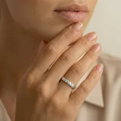 Alianza Droit Oro Blanco 18K y Diamantes Naturales 0,005 ct