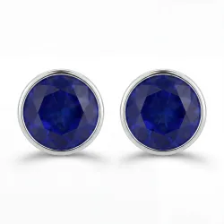 Pendientes Reine de zafiro azul redondo en oro 18K o platino