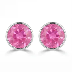 Pendientes de zafiro rosa redondo en oro 18K o platino