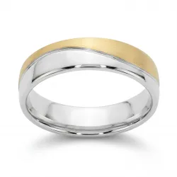 Velours Trouwring Wit- & Geelgoud 18K – Tweekleurig Celinni