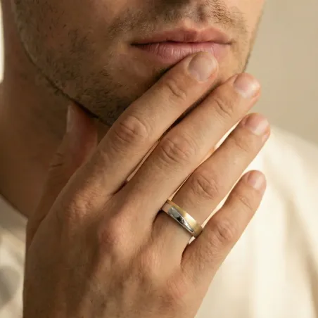 Velours Trouwring in 18K Wit- & Geelgoud