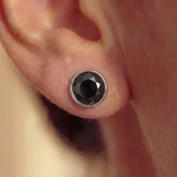 Pendientes Reine de diamantes negros redondos en oro 18K