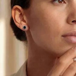 Pendientes Reine de diamantes negros redondos en oro 18K