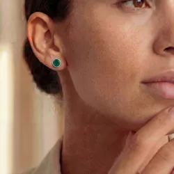 Reine Runde Smaragd-Ohrringe aus 18K Gold oder Platin