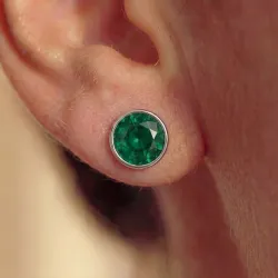 Pendientes Reine de esmeralda redonda en oro 18K o platino