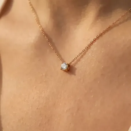 Colgante Promesse con diamante natural en oro rosa 18K – Edición fina