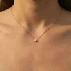 Pendentif Diamant Naturel Promesse | Or rose 18K et diamants