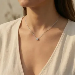 Pendentif Diamant Naturel Promesse l Or blanc 18K et diamant