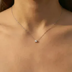 Pendentif Diamant Naturel Promesse l Or blanc 18K et diamant