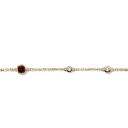 Granat-Armband Januar mit Diamanten aus 18K Gelbgold