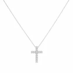 Kruis hanger met natuurlijke diamanten in 18K witgoud - Fijne editie | Celinni