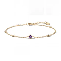Amethyst-Armband Februar mit Diamanten aus 18K Gelbgold